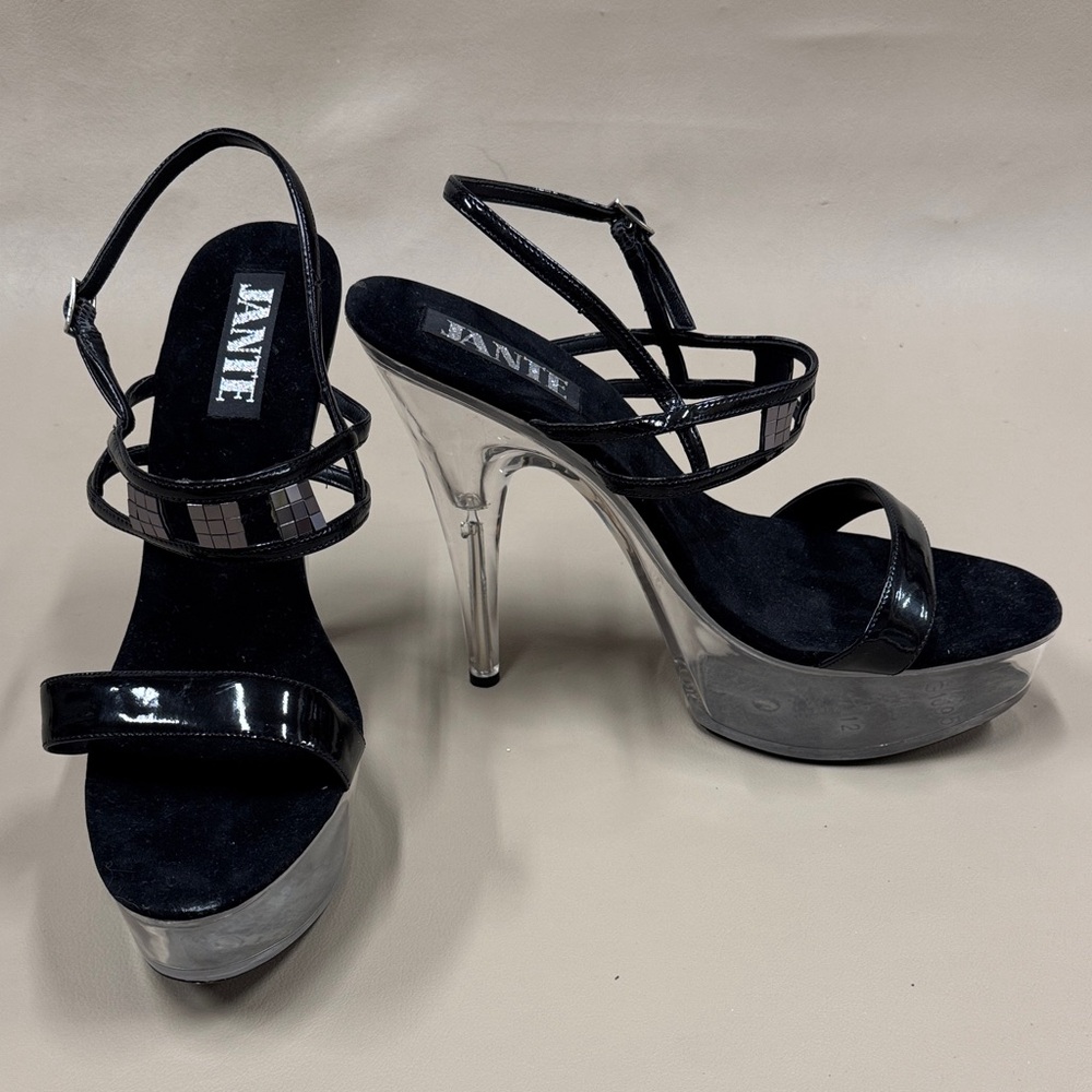 Jante Super Hot Black Strappy Women's Heels